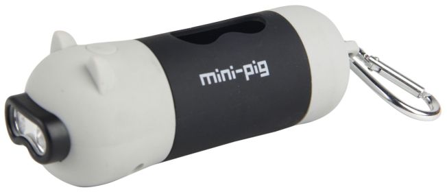 Pet Life 'Oink' LED Flashlight and Waste Bag Dispenser (Color: GREY)